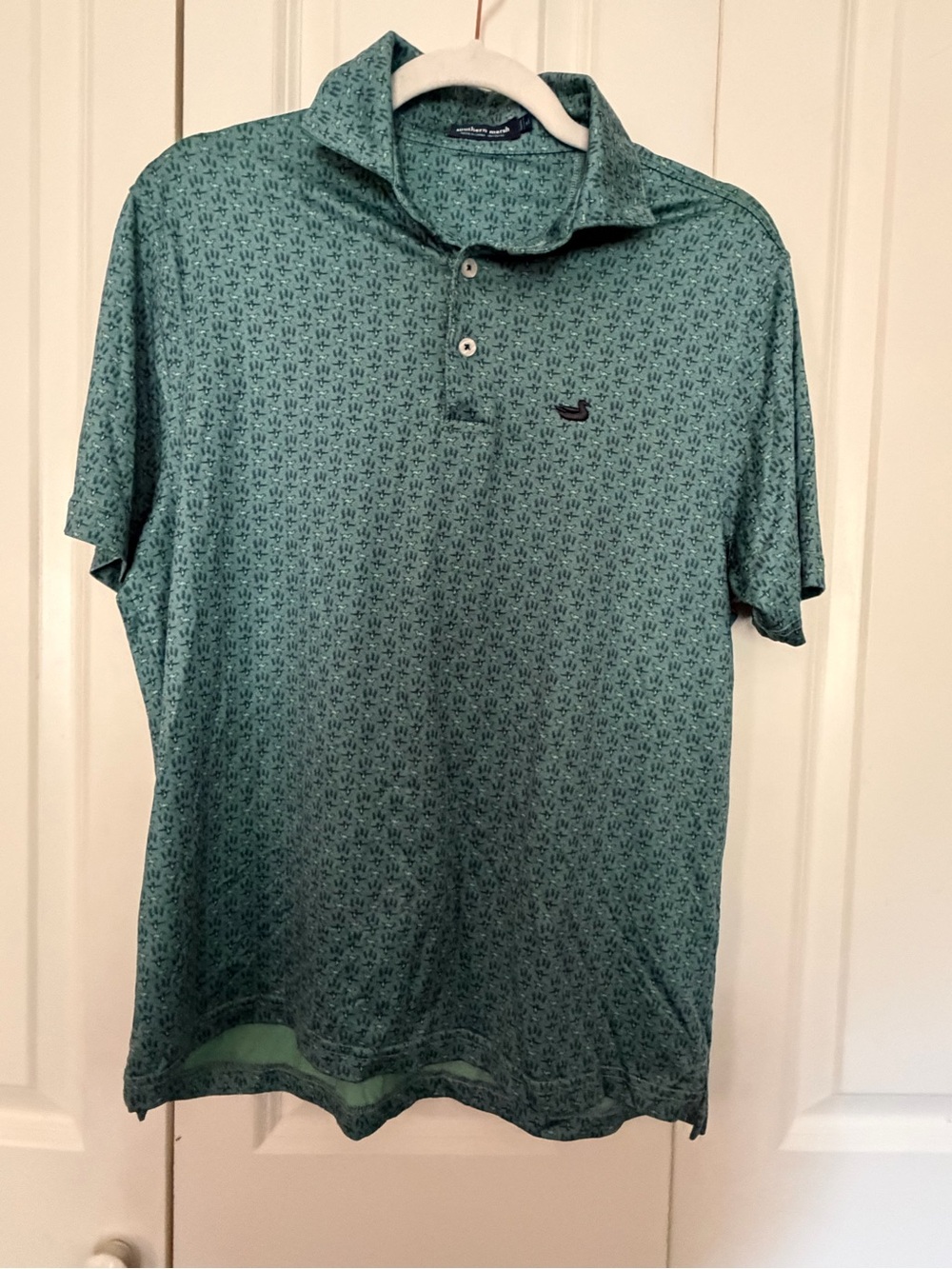 Southern Marsh Seafoam Green Micro-Pattern Polo